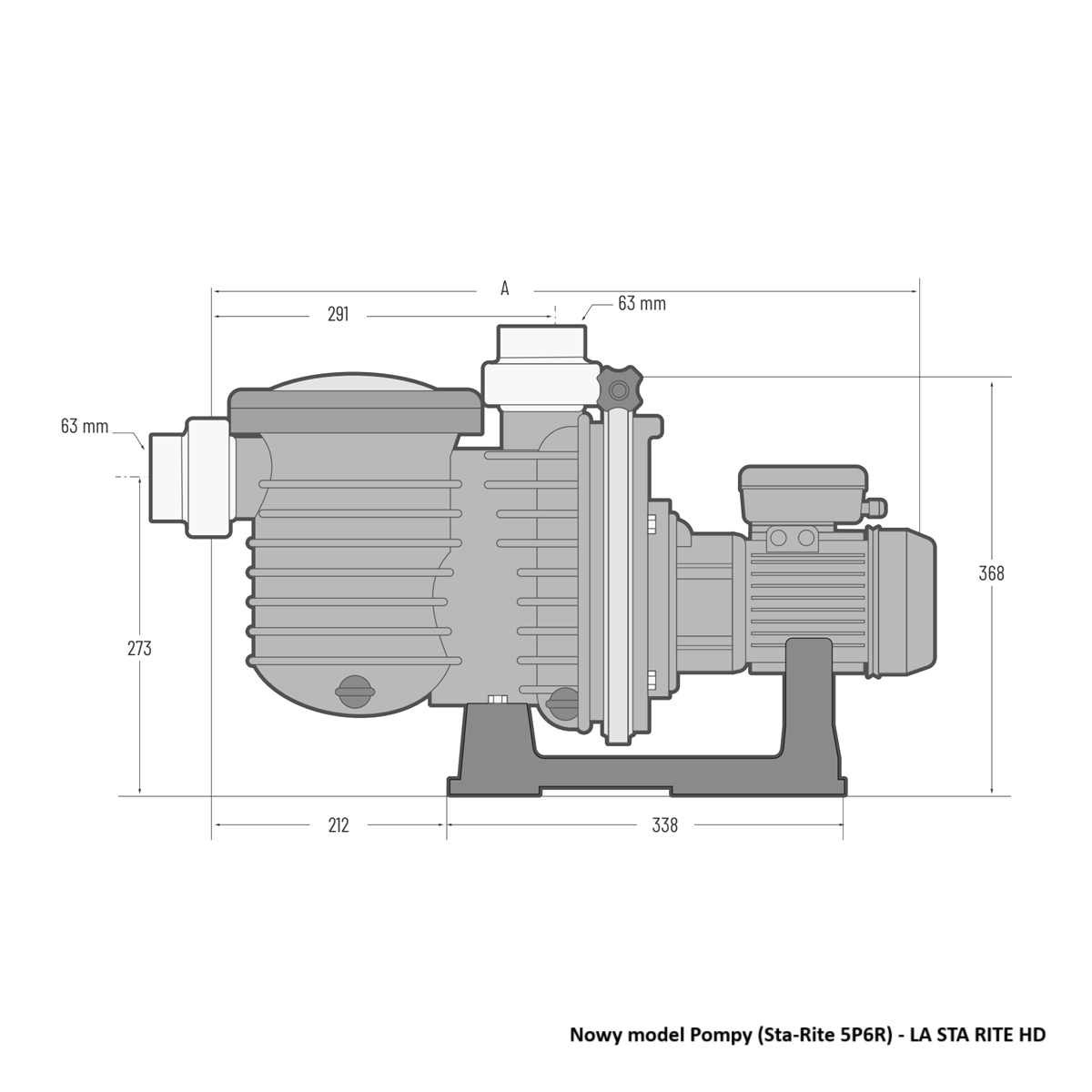 Rysunek techniczny pompy LA Sta-Rite HD